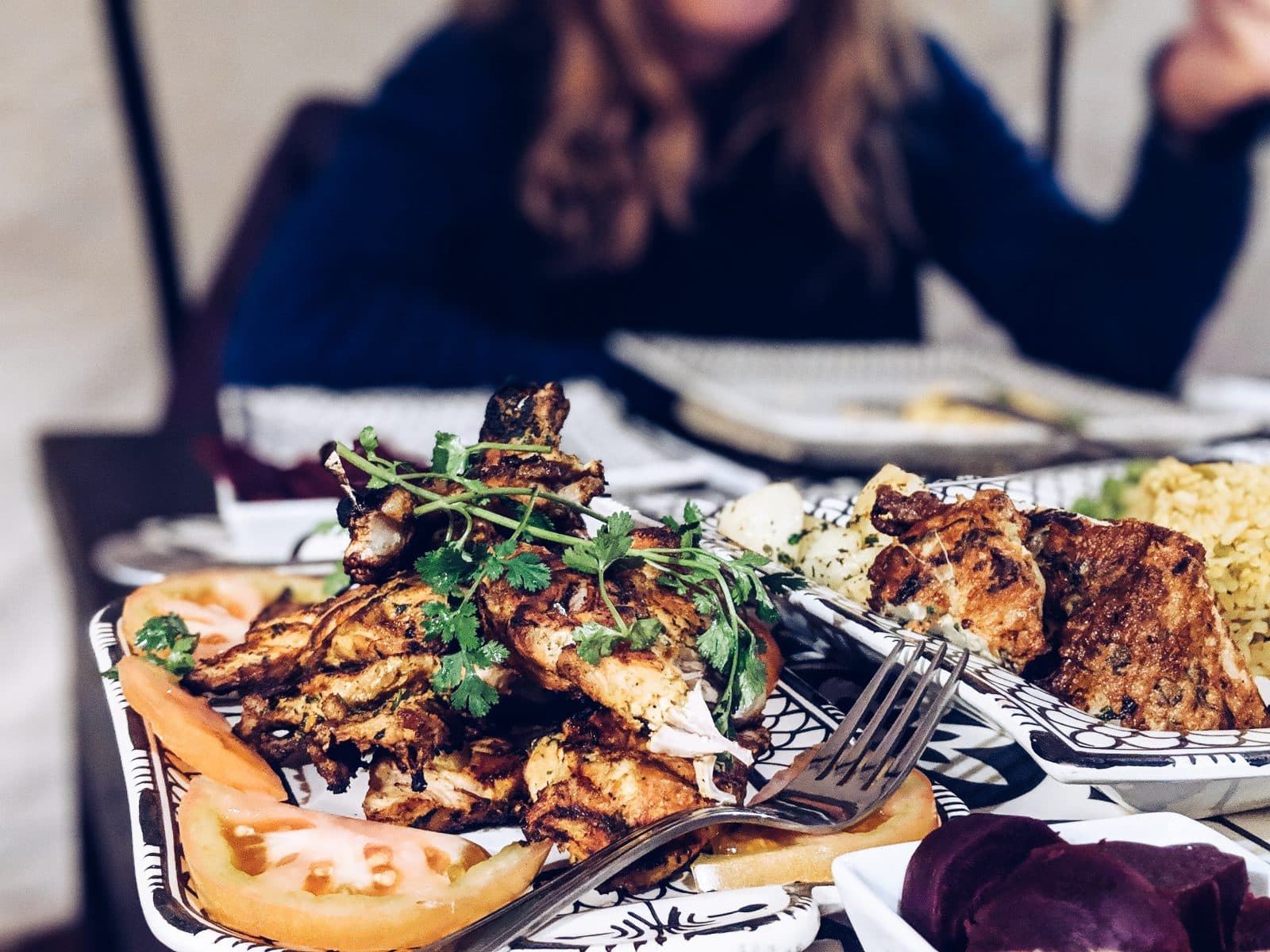 Traditional Moroccan lunch plate served at Tiziri Camp
