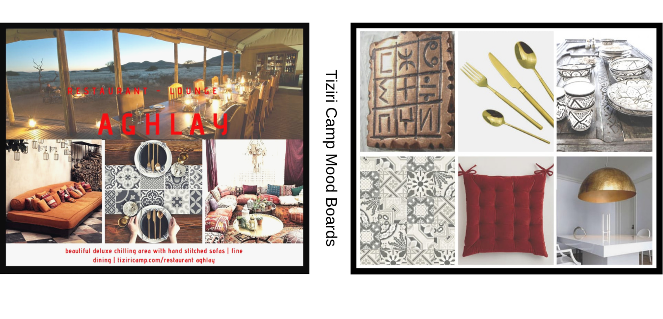 Restaurant Mood Boards Tiziri Camp | How to build a Luxury ECO Desert Camp