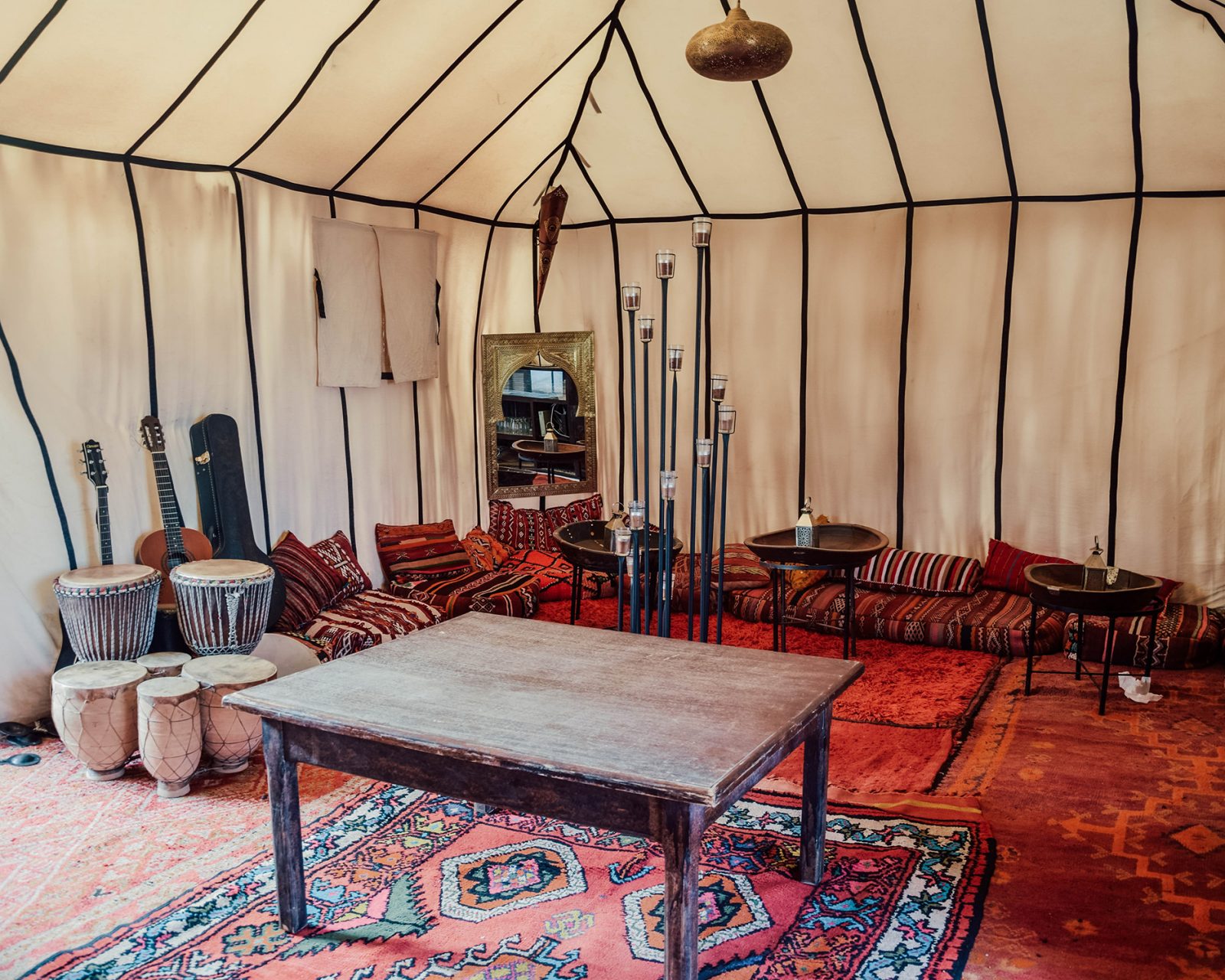 Inside the restaurant tent